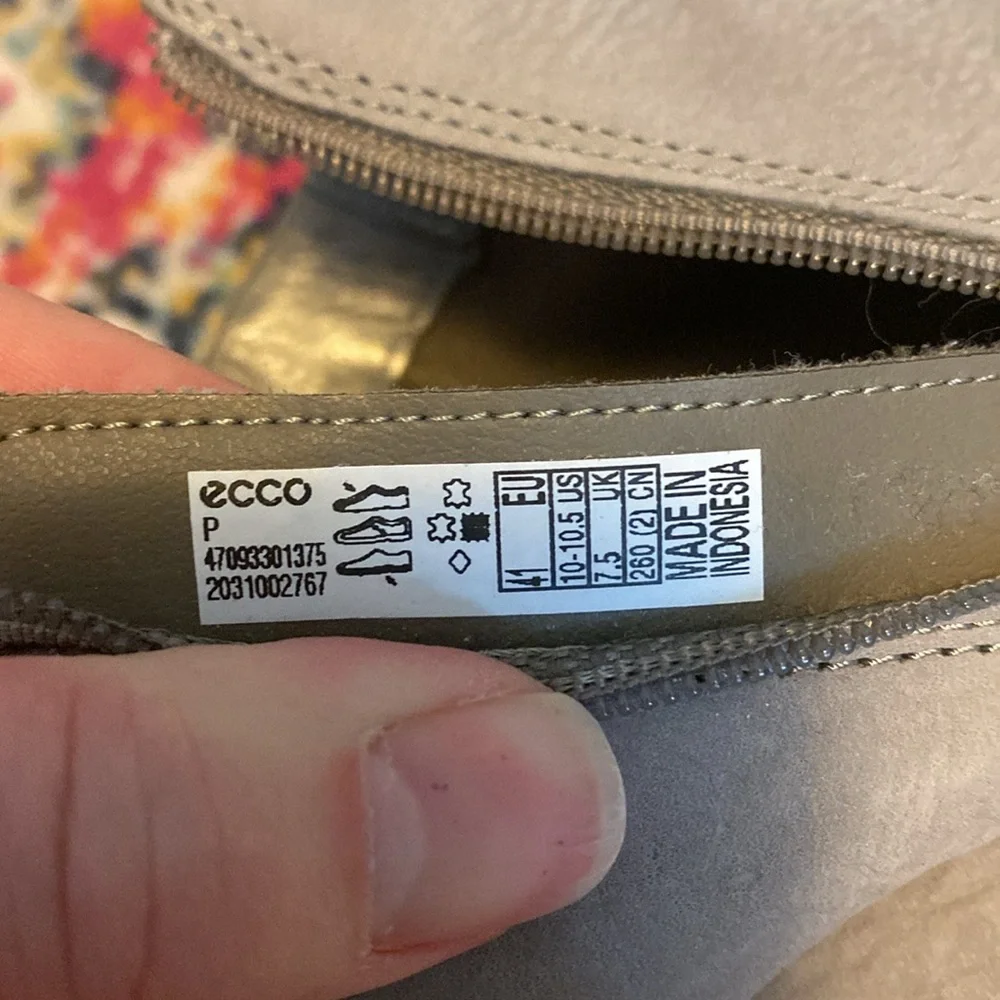 Women’s ECCO Light Gray Boots Zip Side Size 10 - 10.5 Leather - Picture 5 of 11